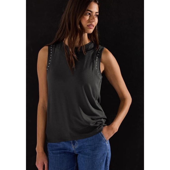 S Street One jersey top studs 323319 Antraciet